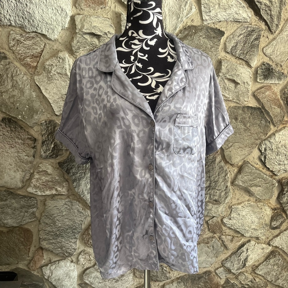 Tart Intimates Blue Short Sleeve Button Down Shirt XL